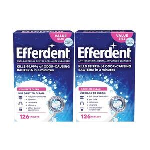 2 Pack Efferdent Retainer Denture Cleaning Tablets COMPLETE CLEAN 126 tablets ea